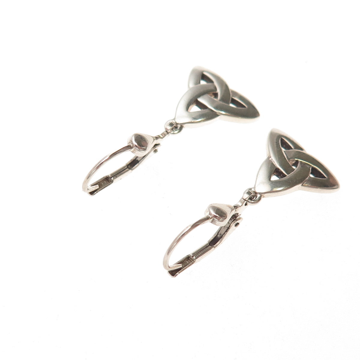 Solvar 925 Sterling Silver Vintage Ireland Celtic Trinity Knot Dangle Earrings