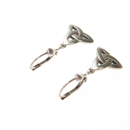 Solvar 925 Sterling Silver Vintage Ireland Celtic Trinity Knot Dangle Earrings
