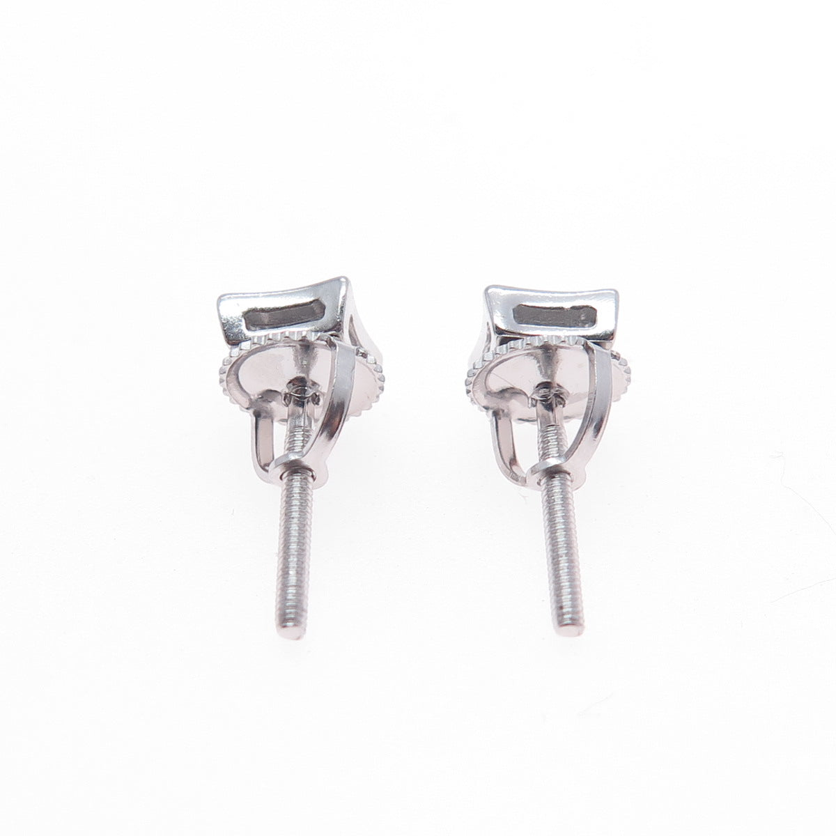 925 Sterling Silver Real Round-Cut White Topaz Square Stud Earrings