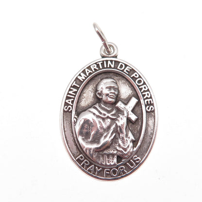 Bliss 925 Sterling Silver Vintage Saint Martin Religious Medal Charm Pendant