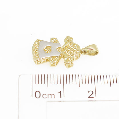 14K Yellow & White Gold Heart Baby Girl Minimalist Charm Pendant