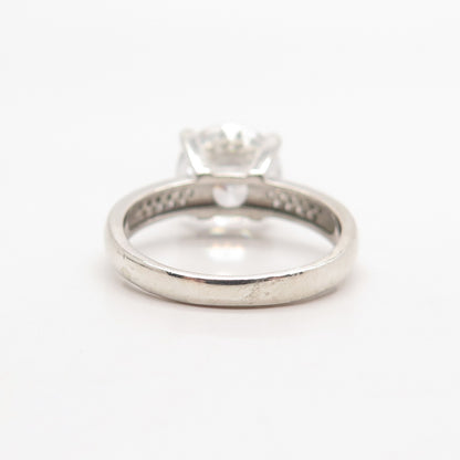 925 Sterling Silver DBJ Round-Cut C Z Ring Size 7.25