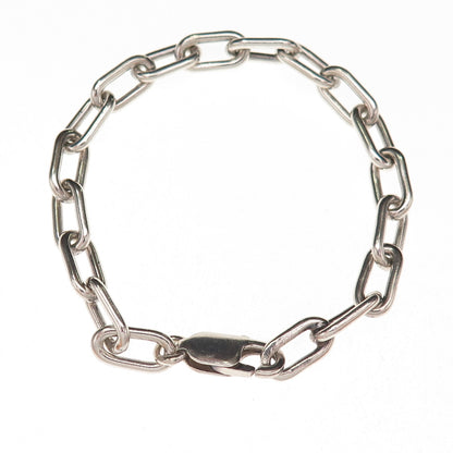 925 Sterling Silver Vintage Paperclip Link Bracelet 6.5"
