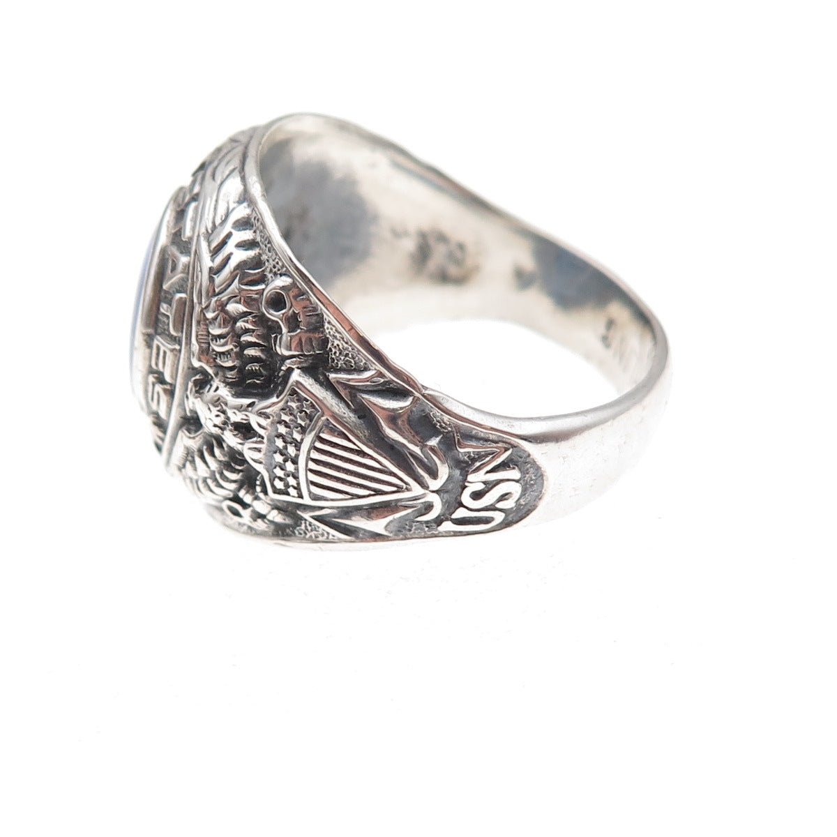 Uncas 925 Sterling Silver Vintage Blue C Z US Navy Ring Size 12