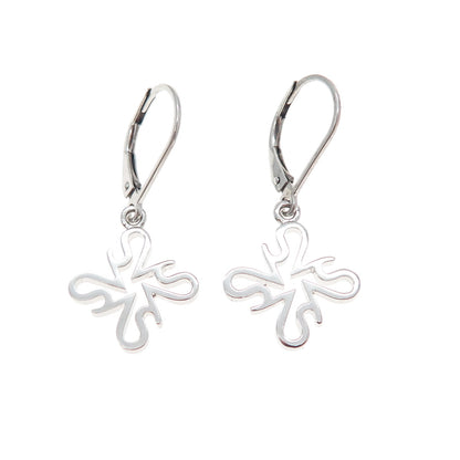 SAI 925 Sterling Silver Modernist Flower Dangle Earrings