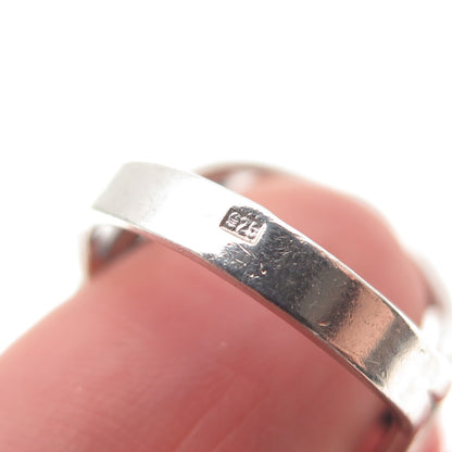 925 Sterling Silver Vintage Real Amber Modernist Oxidized Ring Size 6.75