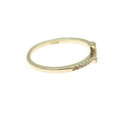 925 Sterling Silver Gold Plated Round-Cut C Z Cross Ring Size 8
