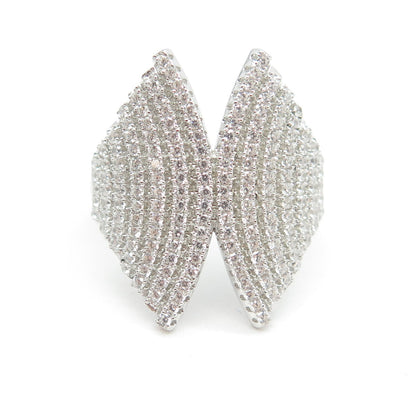 925 Sterling Silver Pave C Z Wings Ring Size 7