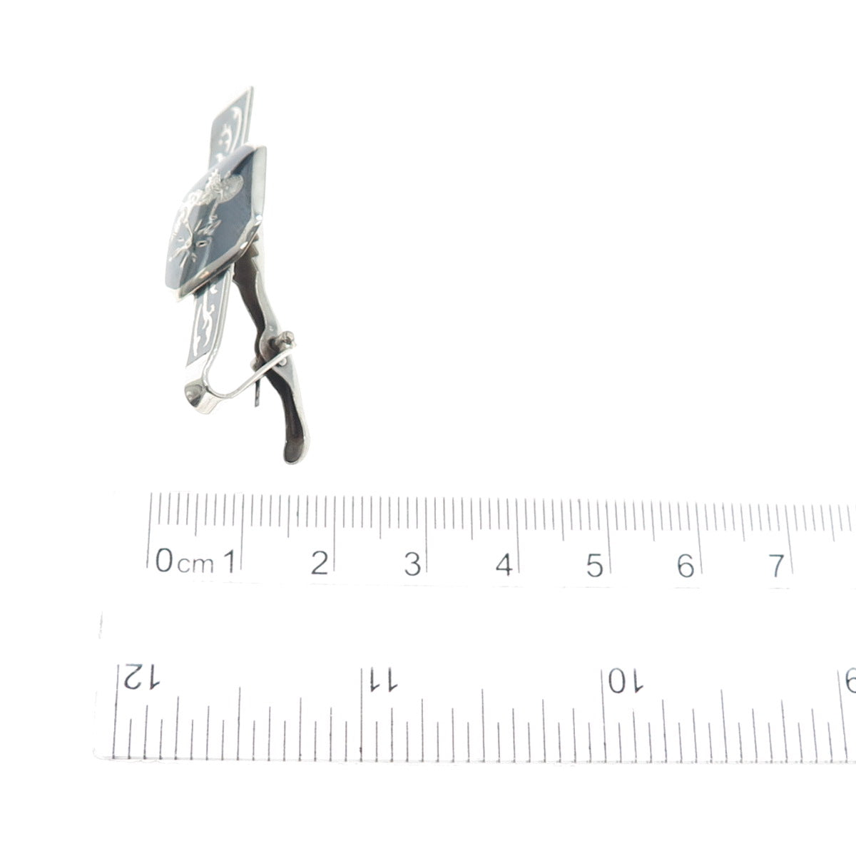 925 Sterling Silver Vintage Niello Hindu Goddess Tie Clip