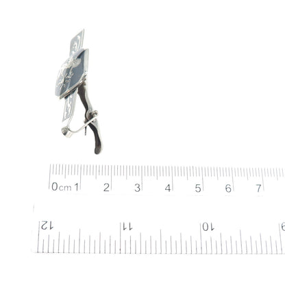 925 Sterling Silver Vintage Niello Hindu Goddess Tie Clip