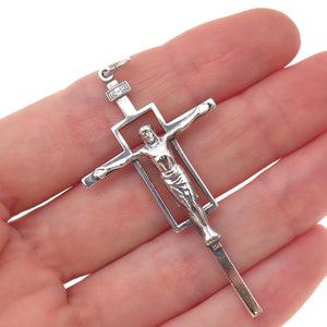 Creed 925 Sterling Silver Vintage Crucifix Cross Religious Oxidized Pendant