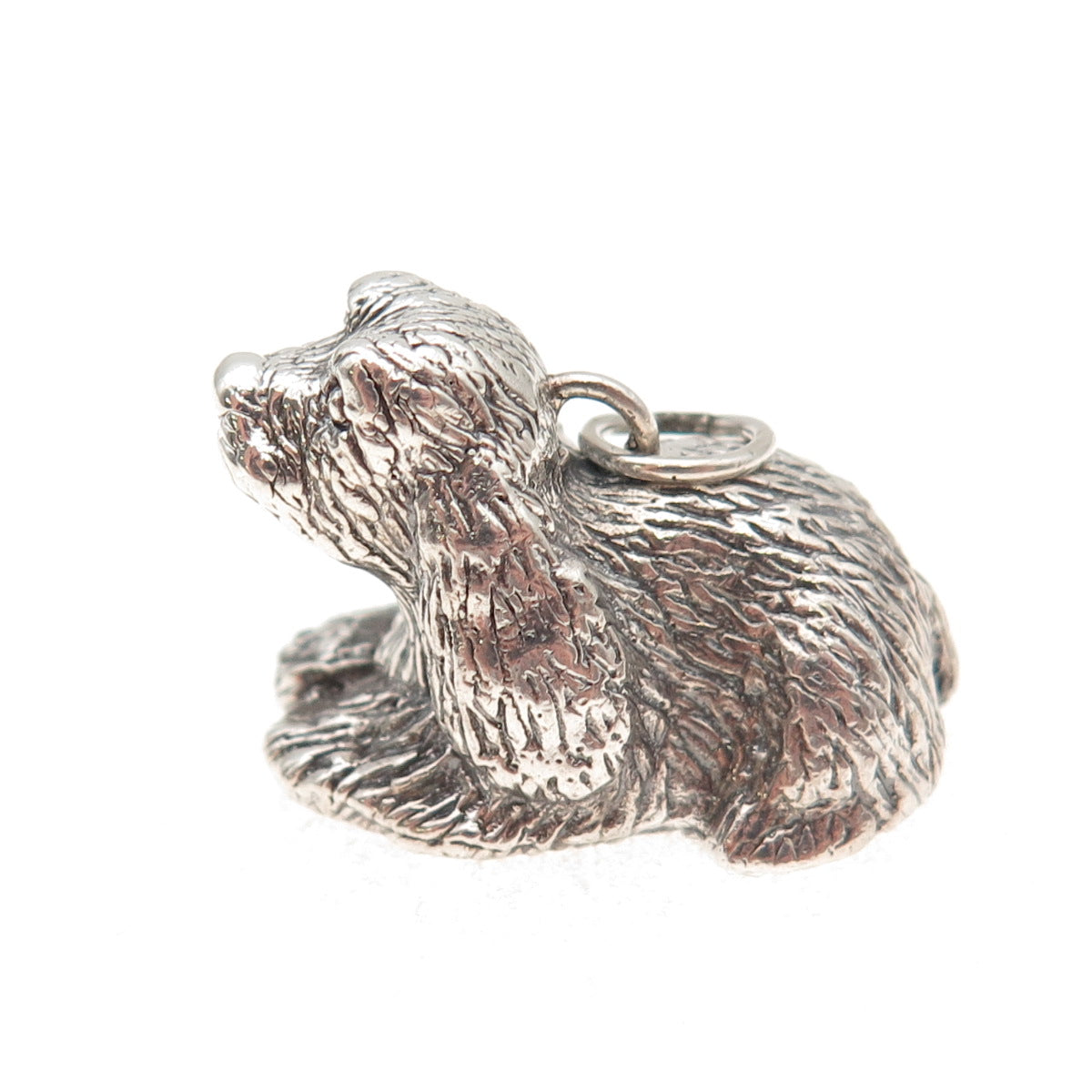 925 Sterling Silver Vintage English Cocker Spaniel Dog Hollow 3D Charm Pendant