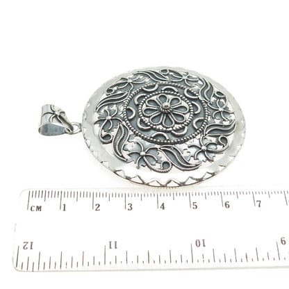 DOUG PAULUS 925 Sterling Silver Vintage Flower Oxidized Pendant