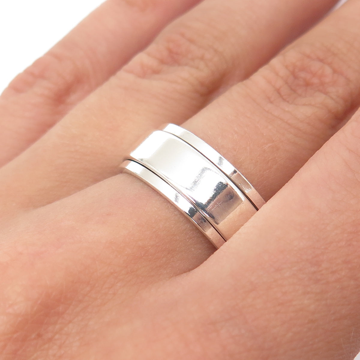 925 Sterling Silver Vintage Rotating Band Ring Size 9.75
