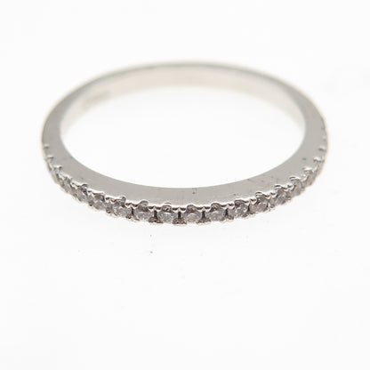 925 Sterling Silver Round-Cut C Z Half Eternity Stackable Band Ring Size 6.75