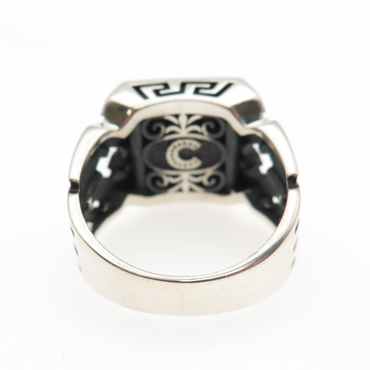 Chimoda 925 Sterling Silver Real Black Onyx Signet Ring Size 9.25