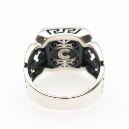 Chimoda 925 Sterling Silver Real Black Onyx Signet Ring Size 9.25