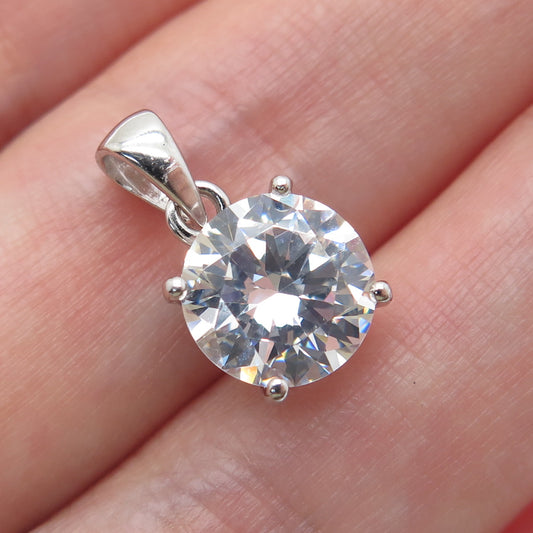 JCM JACMEL MAURITIUS 925 Sterling Silver Round-Cut C Z Minimalist Charm Pendant