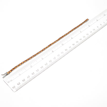 CHUCK CLEMENCY 925 Sterling Silver Real Fire Opal Tennis Link Bracelet 8"