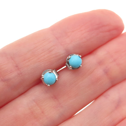 Chuck Clemency 925 Sterling Silver Real Sleeping Beauty Turquoise Stud Earrings