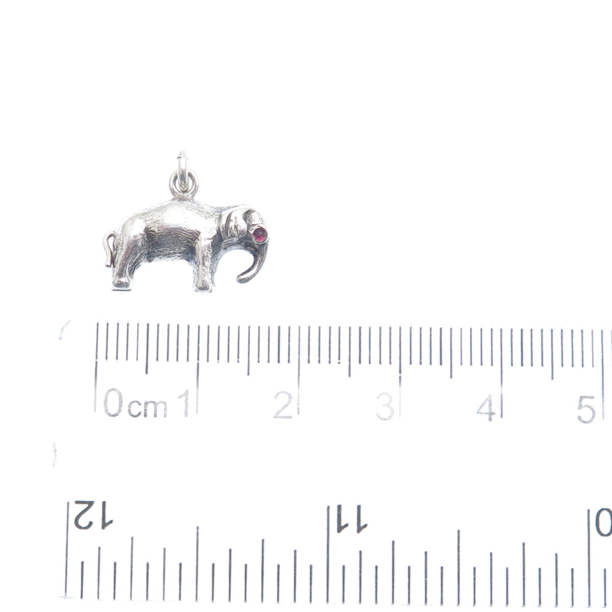 925 Sterling Silver Vintage Real Tourmaline Elephant Minimalist 3D Charm Pendant