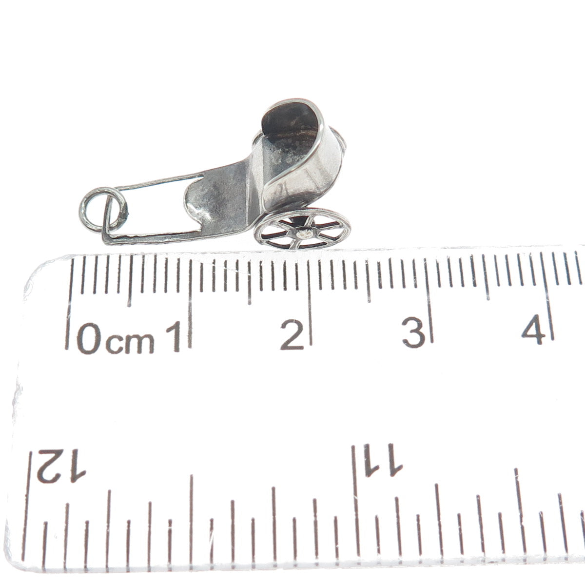 925 Sterling Silver Vintage Mexico Rickshaw Minimalist 3D Charm Pendant