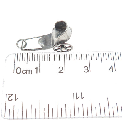925 Sterling Silver Vintage Mexico Rickshaw Minimalist 3D Charm Pendant