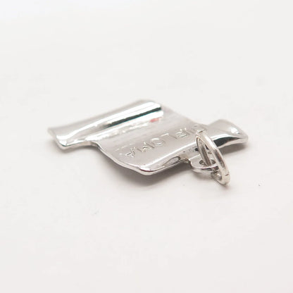 925 Sterling Silver Vintage Enamel "Diploma" Pendant