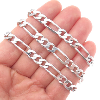 925 Sterling Silver Vintage Italy Figaro Chain Necklace 20"