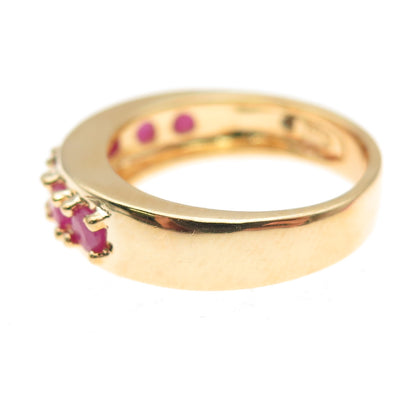 Ross Simons 925 Sterling Silver Gold Plated Vintage Real Ruby Ring Size 5.25
