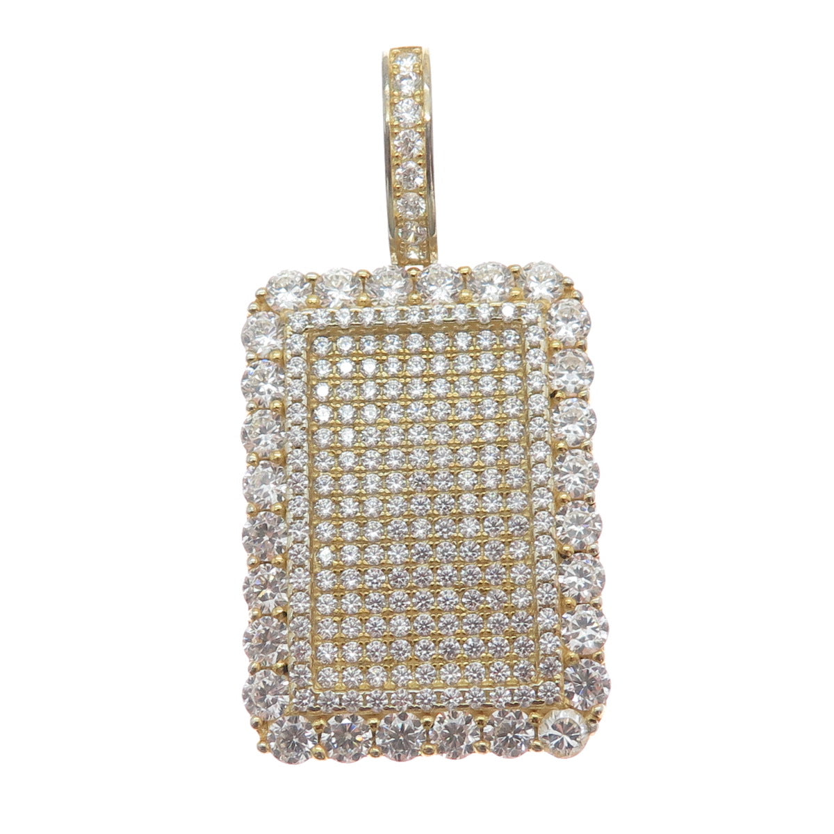 DESIGNS BY YAGI 925 Sterling Gold Plated Round-Cut Shaped C Z Sparkle Pendant