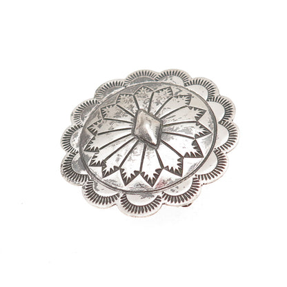 Old Pawn 925 Sterling Silver Vintage Southwestern Concho Tribal Pin Brooch