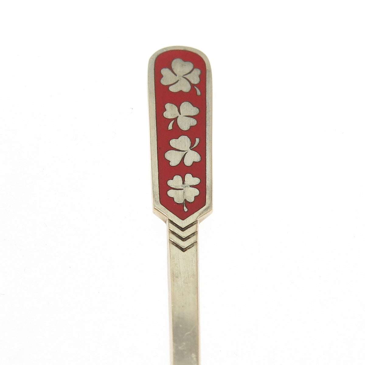 EGON LAURIDSEN Sterling Gold Plated Vintage Denmark Enamel Clover Coffee Spoon