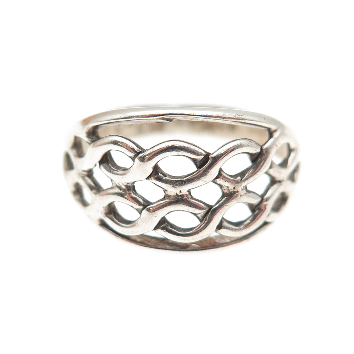 925 Sterling Silver Vintage Woven Oxidized Ring Size 6