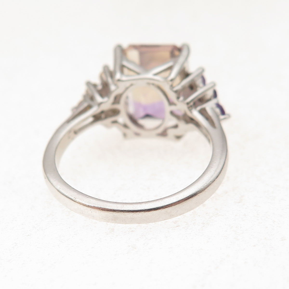 Chuck Clemency 925 Sterling Vintage Real Ametrine Amethyst & Citrine Ring Size 7