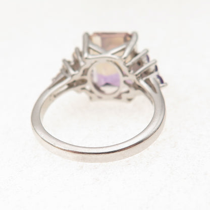 Chuck Clemency 925 Sterling Vintage Real Ametrine Amethyst & Citrine Ring Size 7