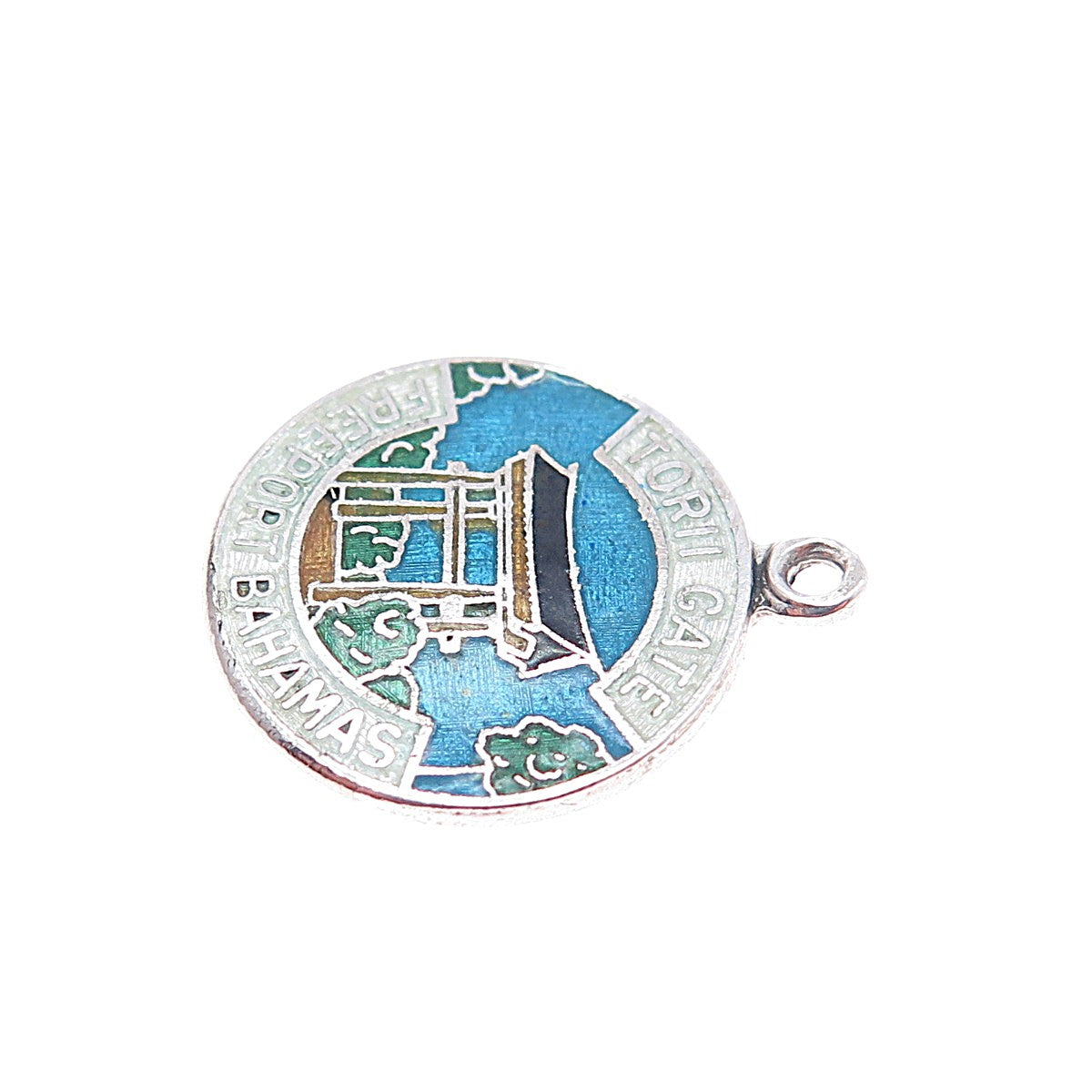 Breadner & Co. 925 Sterling Vintage Enamel Torii Gate Freeport Bahamas Pendant