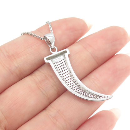 925 Sterling Silver Round-Cut C Z Horn Cable Chain Necklace 16"