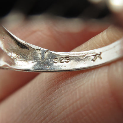 925 Sterling Silver Vintage Diamond-Cut Overlap Ring Size 5.75
