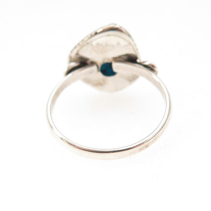 925 Sterling Silver Vintage Real Sleeping Beauty Turquoise Ring Size 6.5