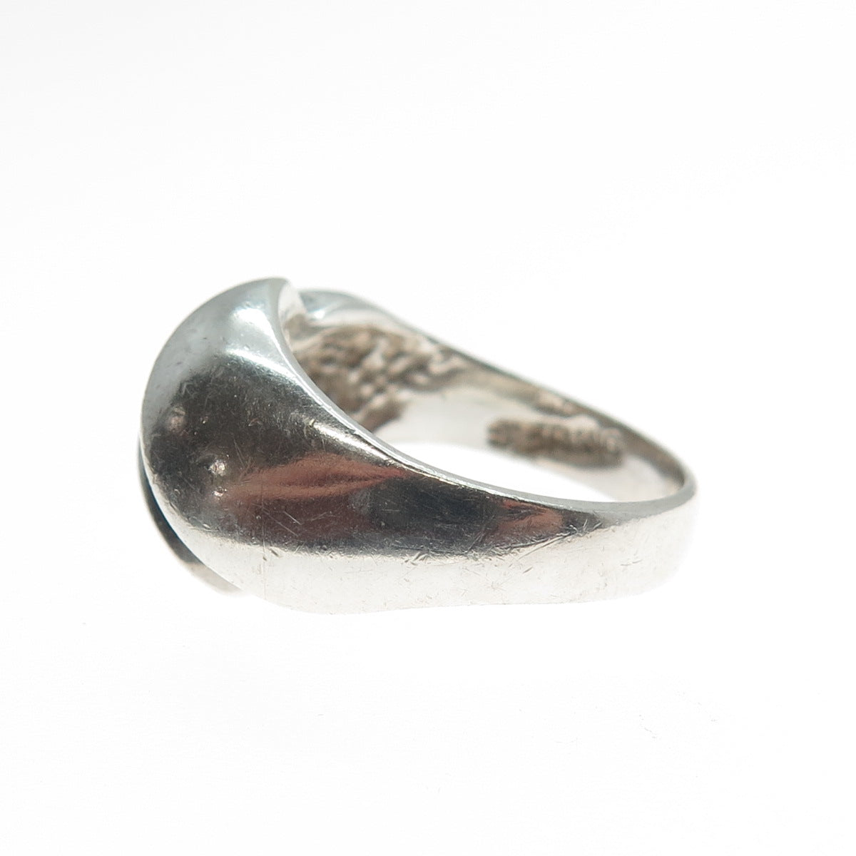 925 Sterling Silver Vintage Modernist Bypass Ring Size 7.25