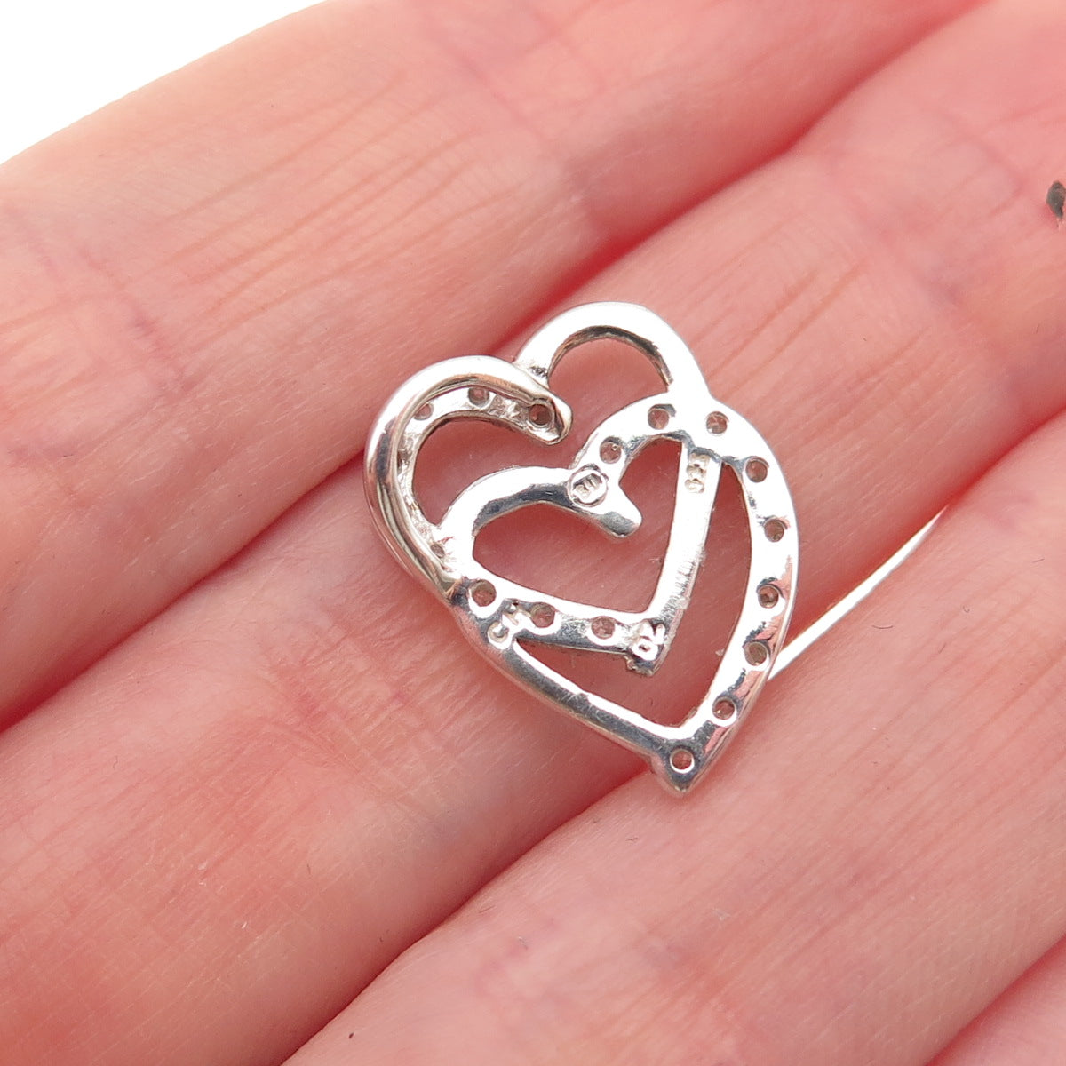 925 Sterling Silver Round-Cut C Z Heart Mini Slide Charm Pendant