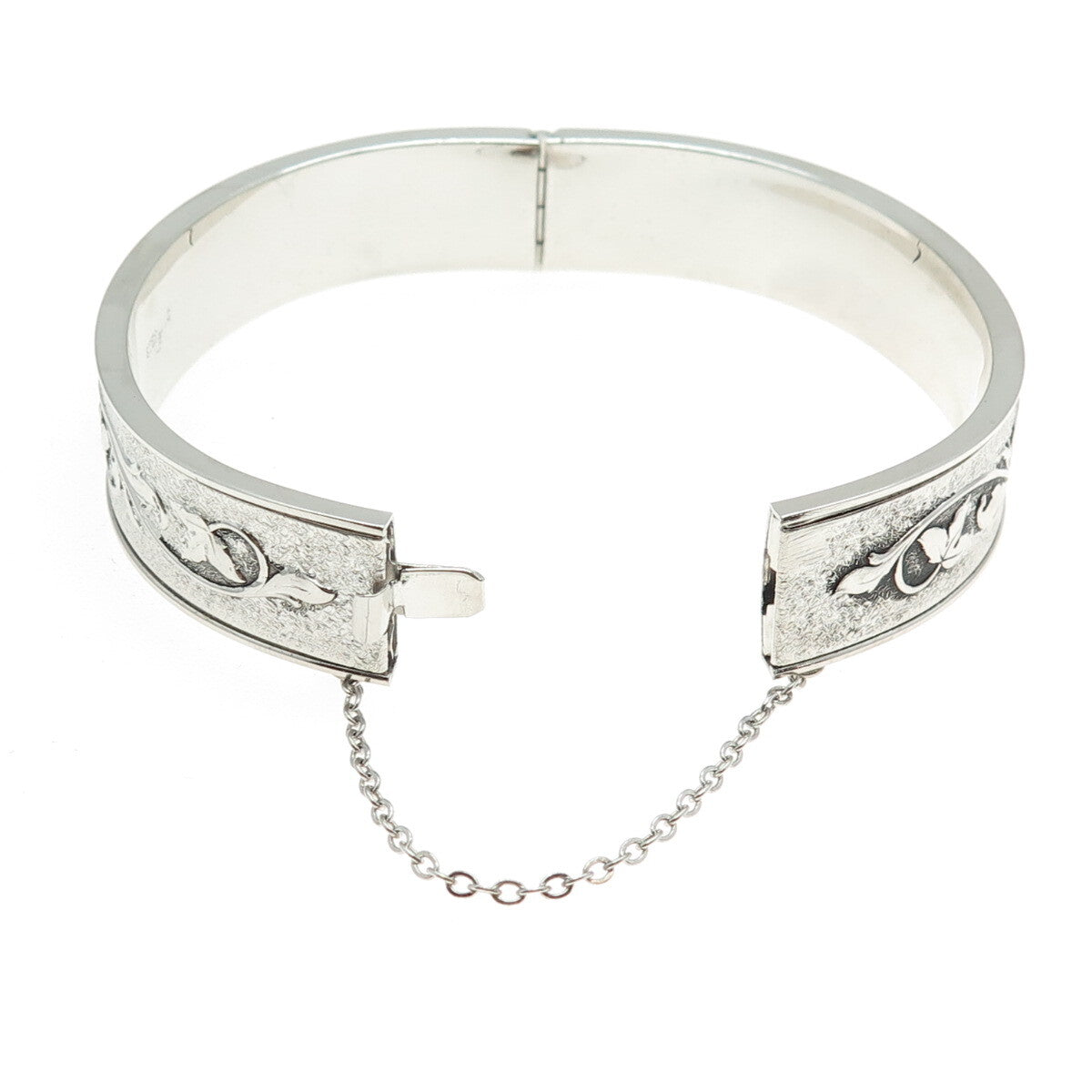 LA SECLA FRIED & CO. 925 Sterling Antique Art Deco Flower Bangle Bracelet 7.25"