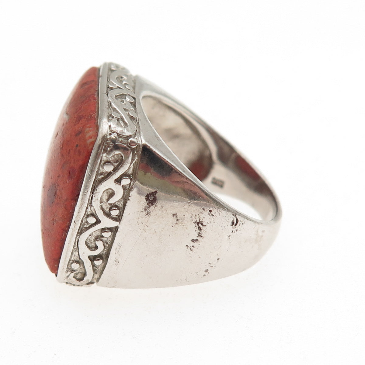 LUC Lucas Lameth Sterling Vintage Spiny Oyster Shell Modernist Ring Size 7.25