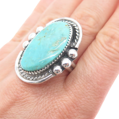 Erwin Tobler Navajo Old Pawn 925 Sterling Silver Vintage Turquoise Ring Size 11