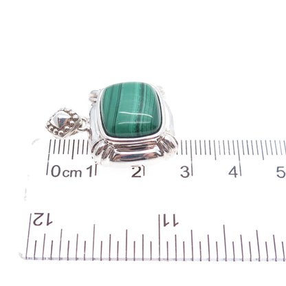MICHELLE ALBALA 925 Sterling Silver Vintage Real Malachite Charm Pendant