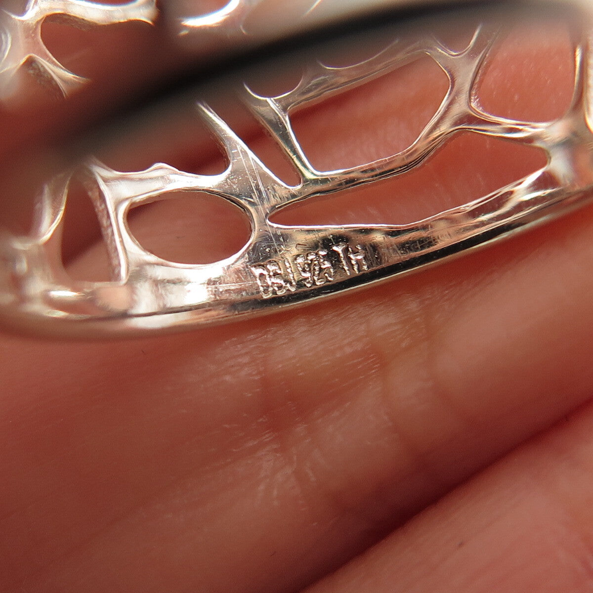 925 Sterling Silver Vintage Cutout Wide Band Ring Size 7