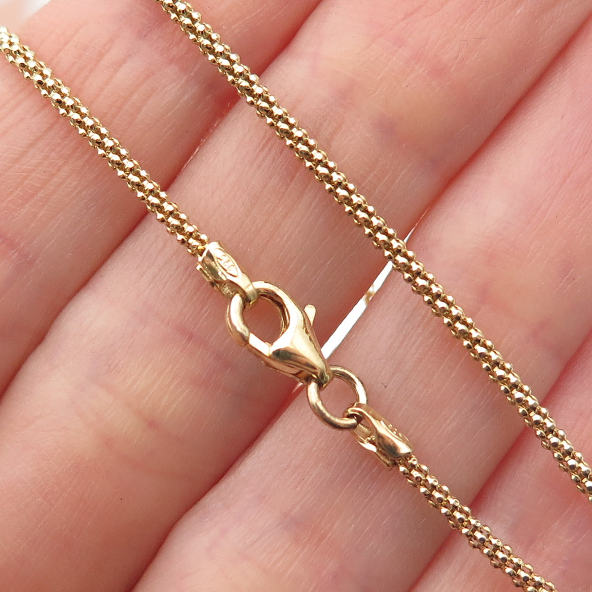 925 Sterling Silver Gold Plated Italy Popcorn Chain Necklace 16"