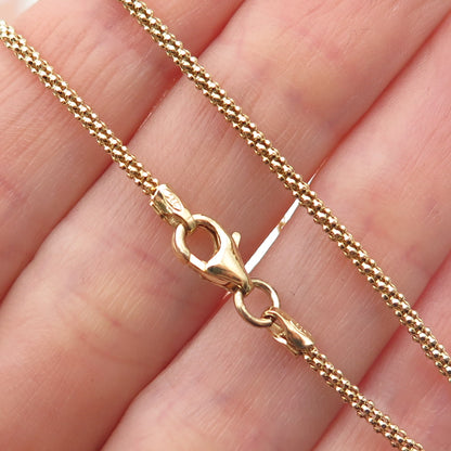 925 Sterling Silver Gold Plated Italy Popcorn Chain Necklace 16"