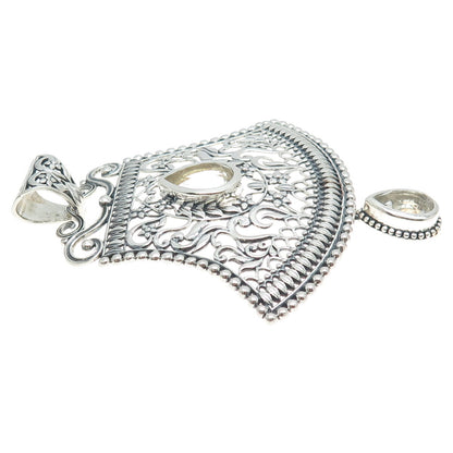 ARYA 925 Sterling Silver Vintage Pear-Cut C Z Floral Bell Modernist Pendant